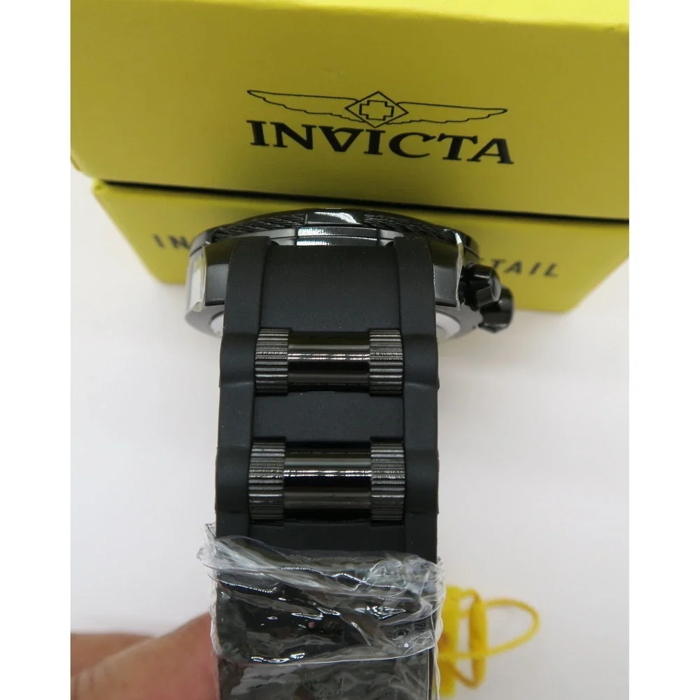 Invicta Bolt Tensile Mens Watch 50mm Black Chronograph Silicone Strap 234823